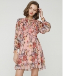 Floral print silk-chiffon dress